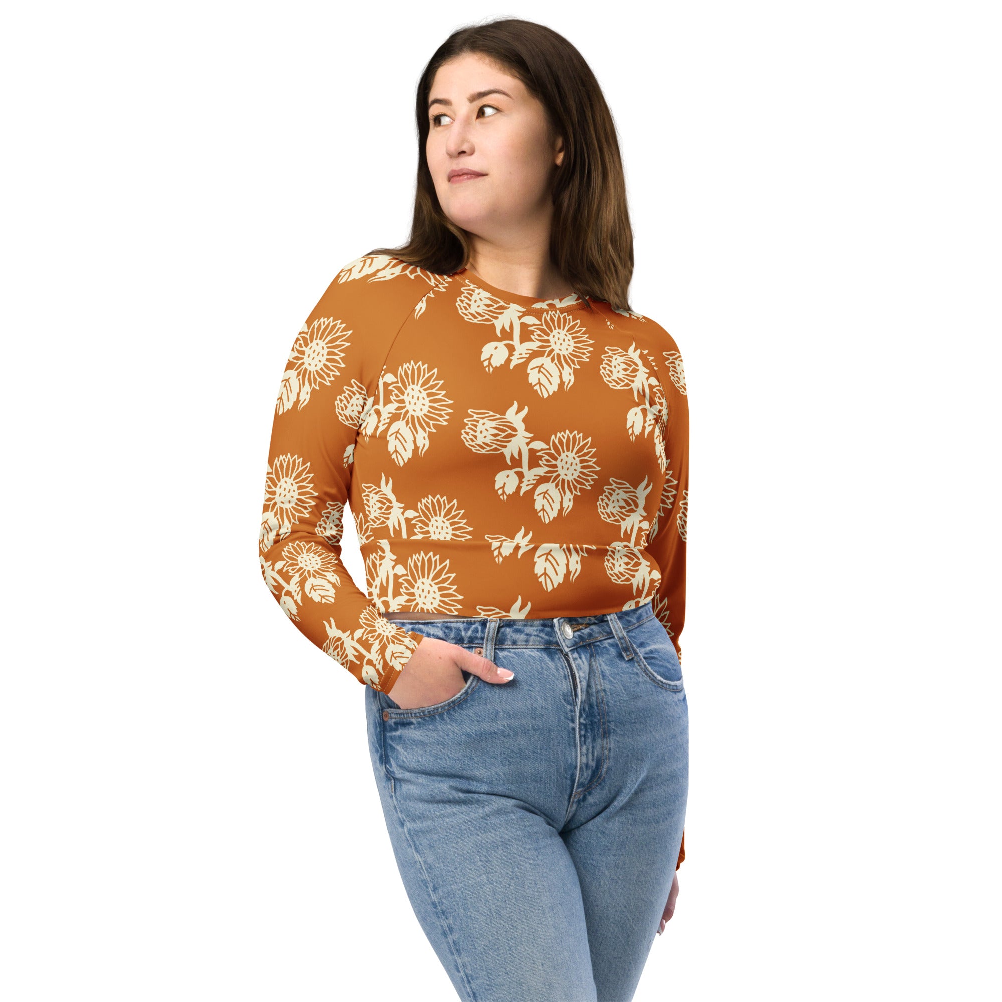 Buy All Tan Recycled Long-Sleeve Crop Top - Sustainable Activewear