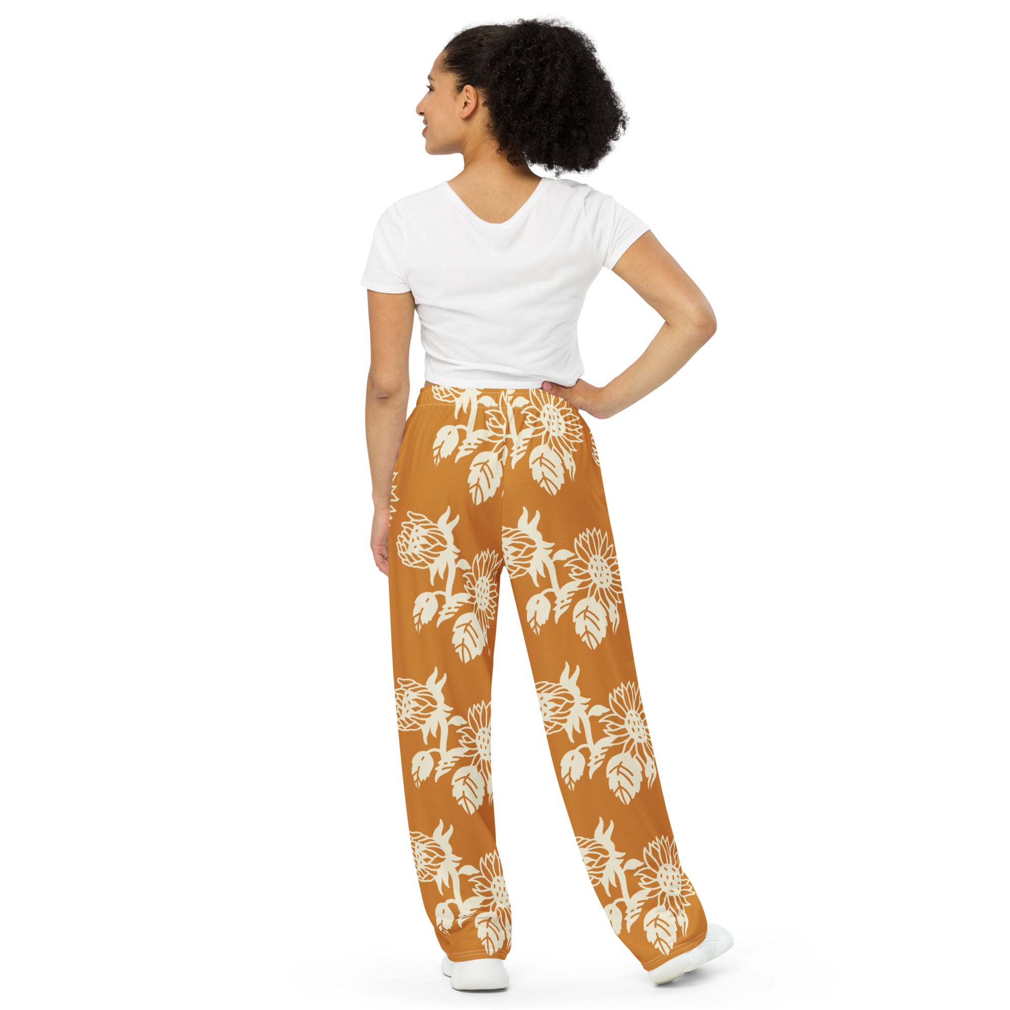 All tan All-over print unisex wide-leg pants