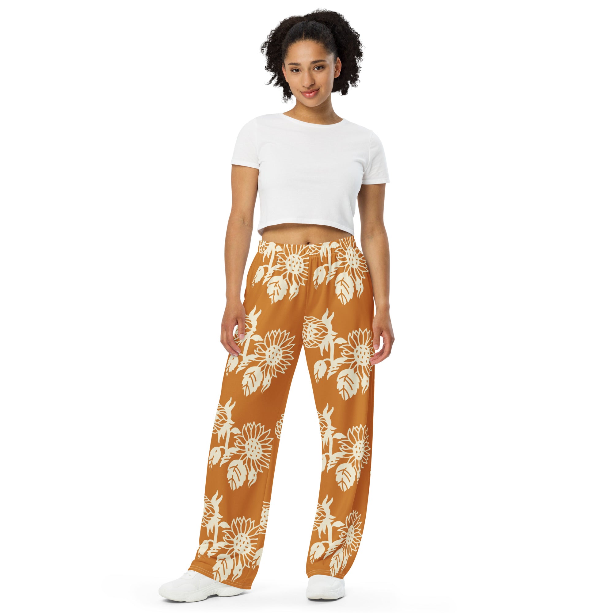  Buy All Tan All-Over Print Unisex Wide-Leg Pants - Trendy Loungewear